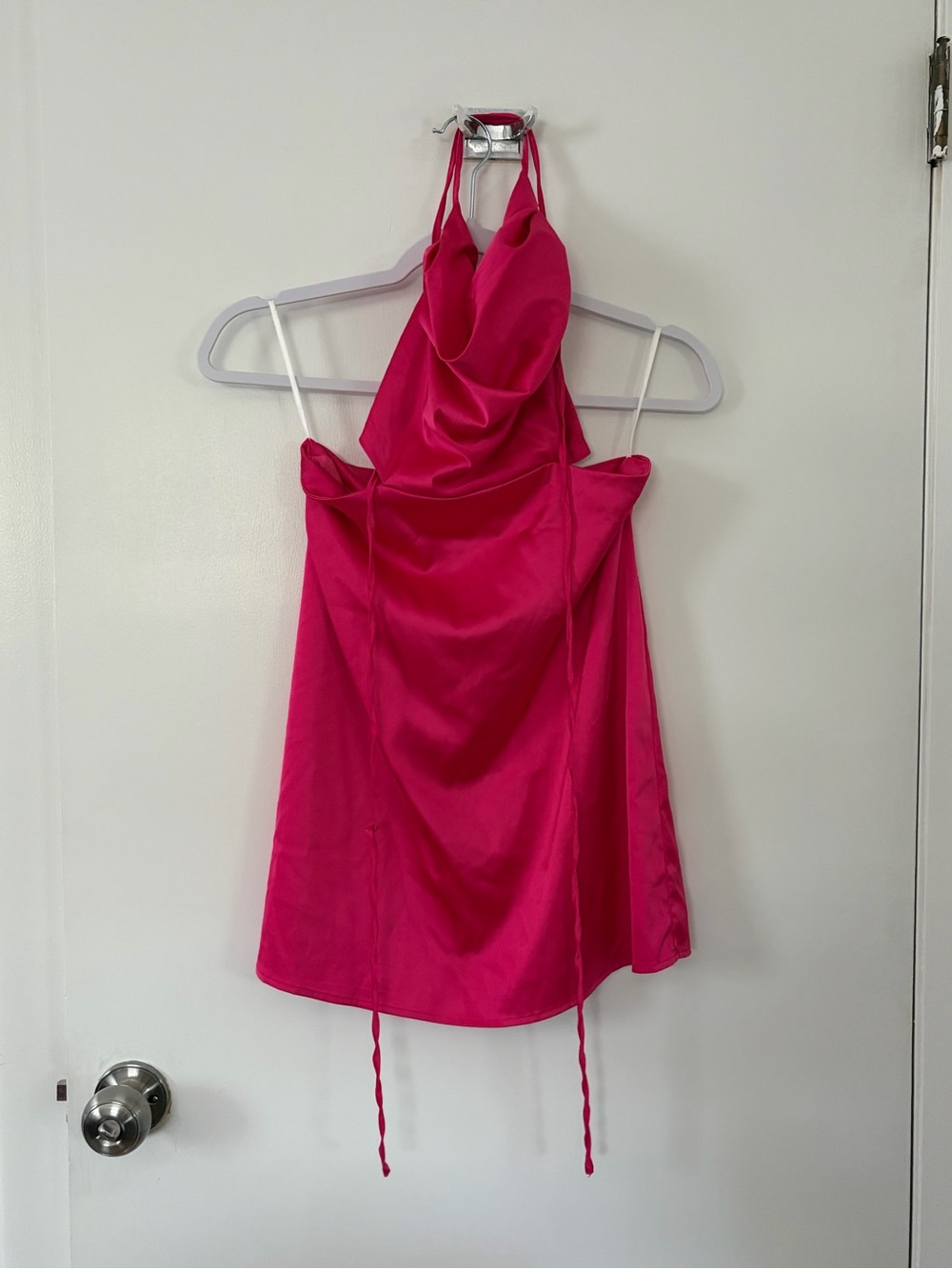 SHEIN Hot Pink Satin Halter Chemise
